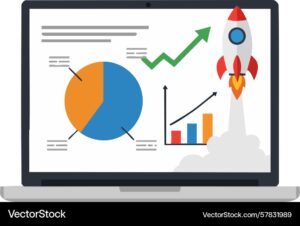 imgi 22 laptop screen showing business growth charts vector 57831989